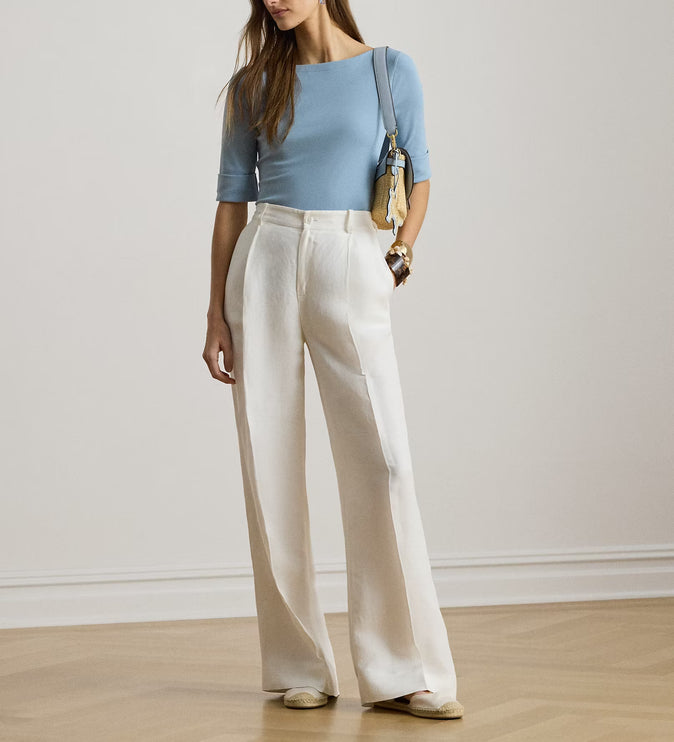 Polo Ralph Lauren Women's Stretch Cotton Boatneck Tee Blue Note