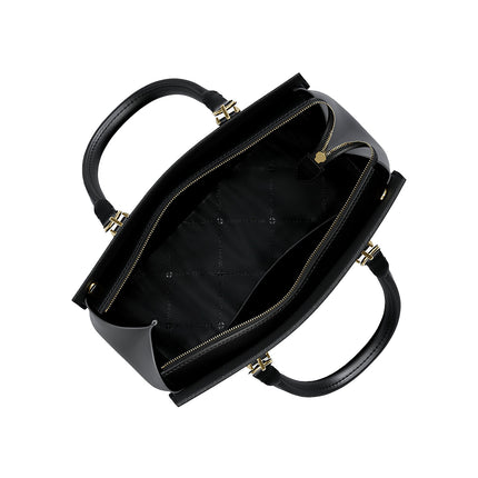 Michael Kors Women's Marilyn Medium Saffiano Leather Satchel Bag Black/Gold