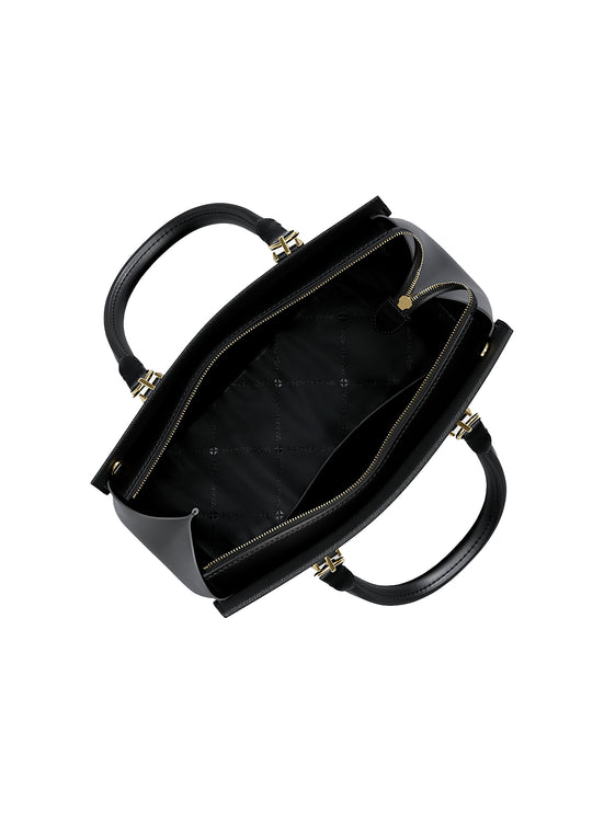 Michael Kors Women's Marilyn Medium Saffiano Leather Satchel Bag Black/Gold