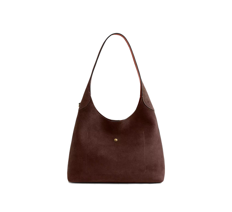 Coach Women's Brooklyn Shoulder Bag 34 Suede/Brass/Dark Chocolate