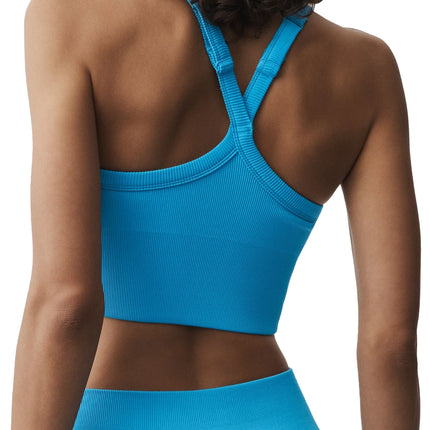 alo Women's Seamless Ribbed Favorite Bra Tank Azure Blue