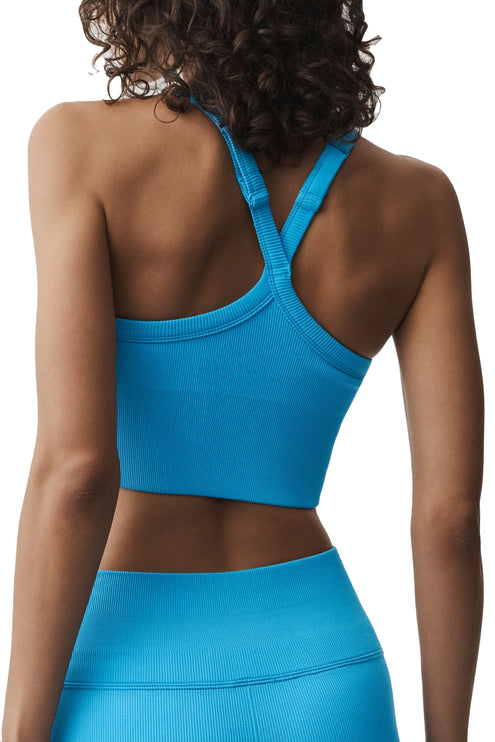 alo Women's Seamless Ribbed Favorite Bra Tank Azure Blue
