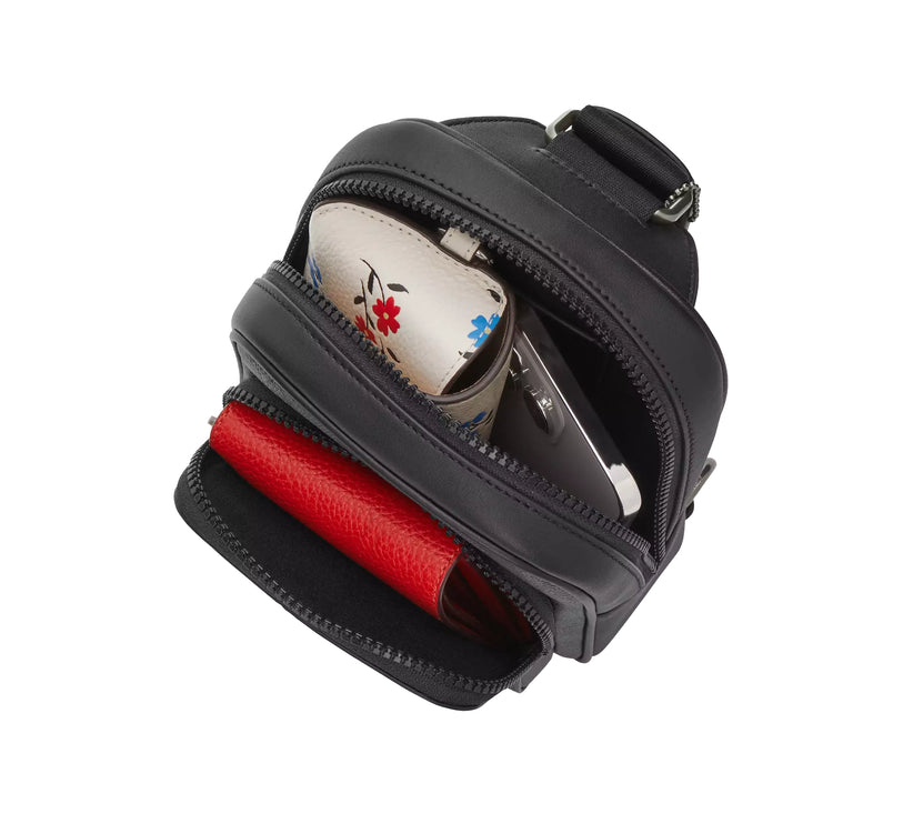 Coach Unisex Racer Sling Pack In Signature Canvas Gunmetal/Grey/Charcoal
