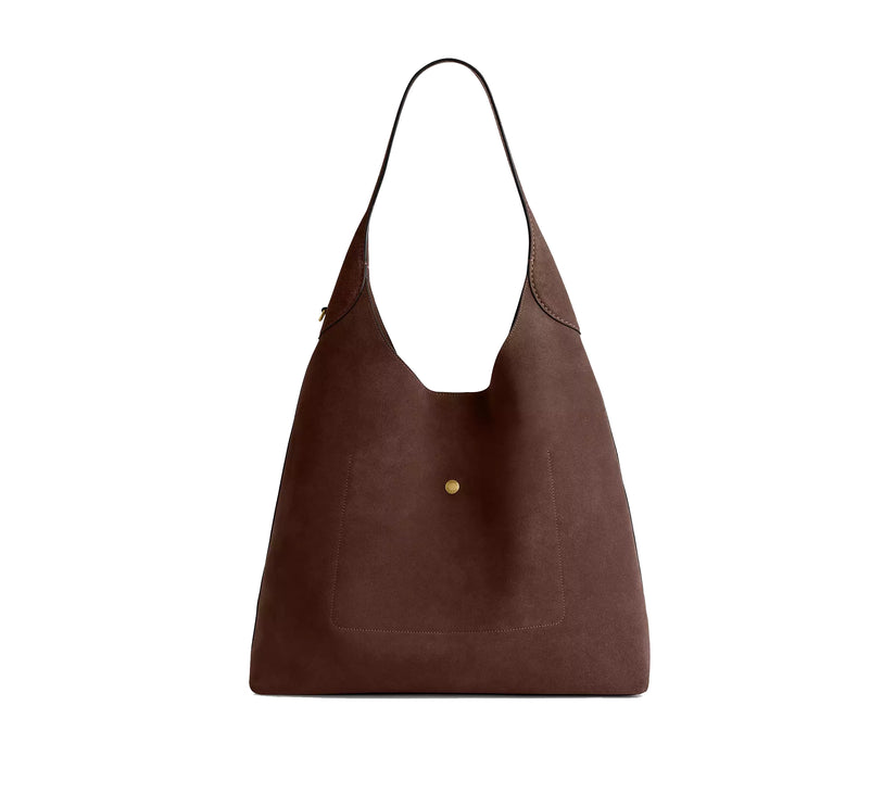 Coach Women's Brooklyn Shoulder Bag 39 Suede/Brass/Dark Chocolate