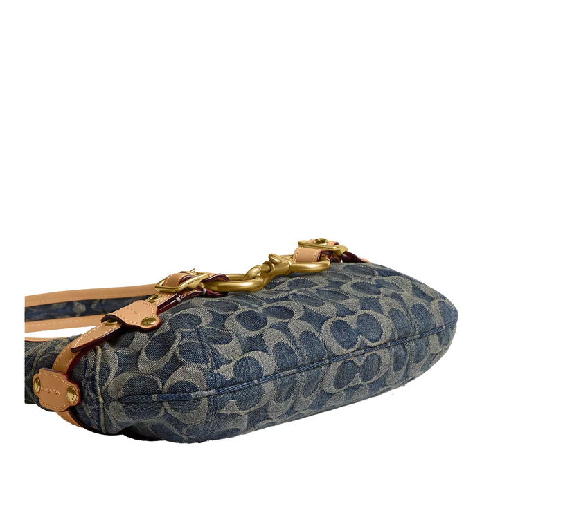 Coach Women's Belted Ergo Shoulder Bag 26 In Signature Regenerative Cotton Denim Brass/Denim