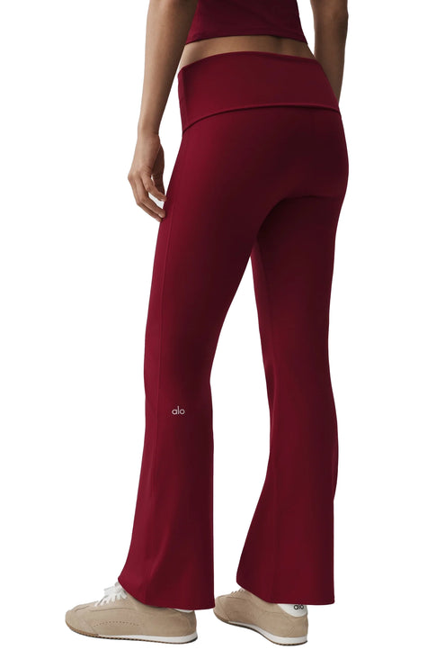 alo Women's ALO Softsculpt Full Foldover Flare Legging Summer Romance Red