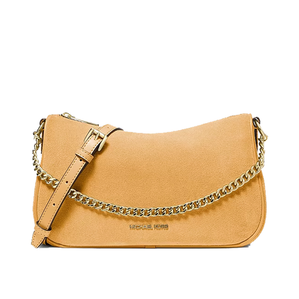 Michael Kors Women's Carmela Medium Suede Convertible Crossbody Bag Honeywheat/Gold