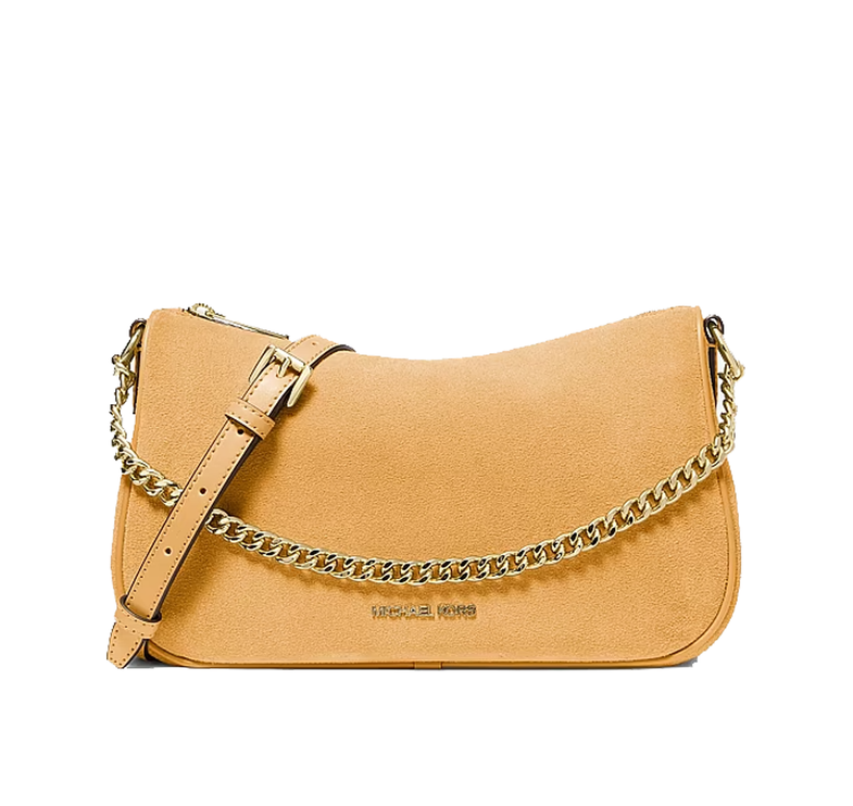 Michael Kors Women's Carmela Medium Suede Convertible Crossbody Bag Honeywheat/Gold