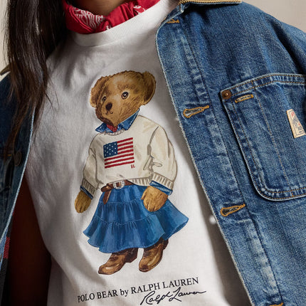 Polo Ralph Lauren Girl's Polo Bear Cotton Jersey Tee White