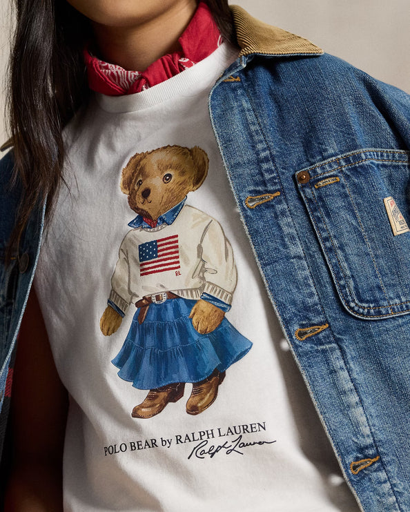 Polo Ralph Lauren Girl's Polo Bear Cotton Jersey Tee White