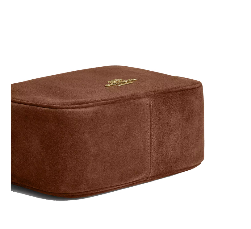 Coach Women's Mini Carey Crossbody Bag Suede/Gold/Warm Brown
