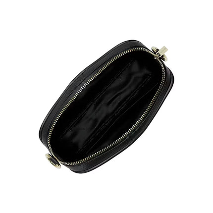 Michael Kors Women's Jet Set Small Pebbled Leather Camera Crossbody Bag Black/Gold