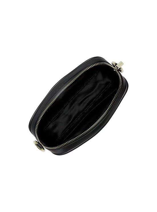 Michael Kors Women's Jet Set Small Pebbled Leather Camera Crossbody Bag Black/Gold