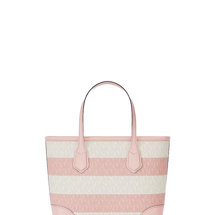 Michael Kors Women's Eva Extra-Small Striped Signature Logo Convertible Tote Bag Powder Blush/Gold
