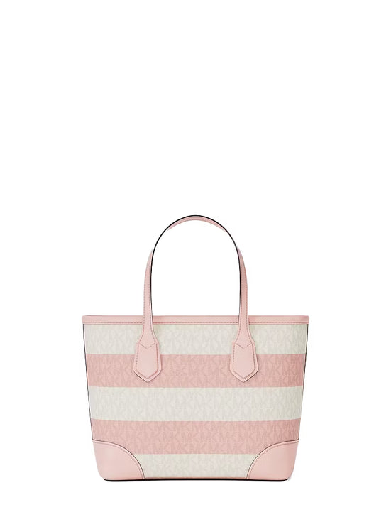 Michael Kors Women's Eva Extra-Small Striped Signature Logo Convertible Tote Bag Powder Blush/Gold