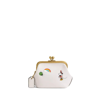Coach Women's Disney X Coach Kisslock Frame Bag 10 With Sticker Print Brass/Chalk Multi