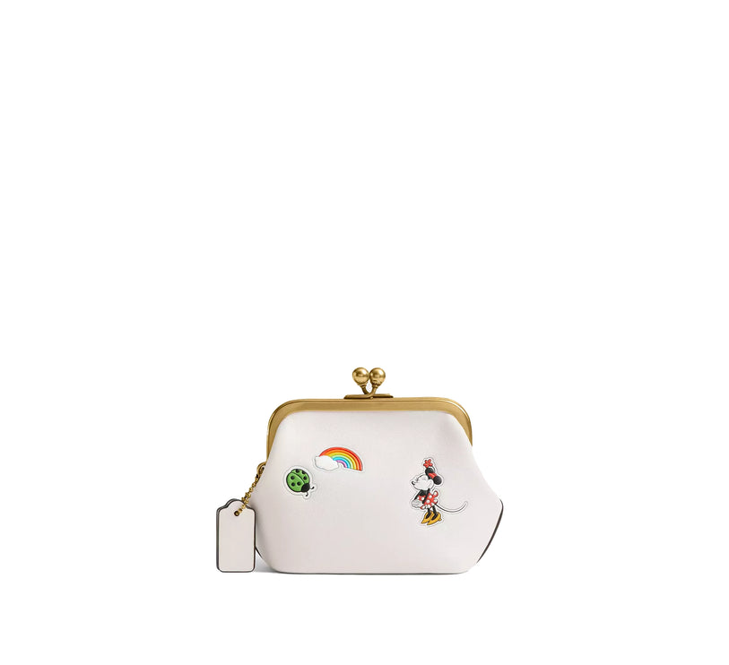 Coach Women's Disney X Coach Kisslock Frame Bag 10 With Sticker Print Brass/Chalk Multi