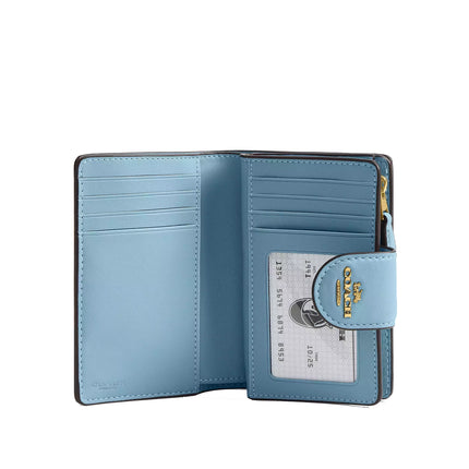 Coach Women's Medium Corner Zip Wallet In Signature Leather Gold/Azure