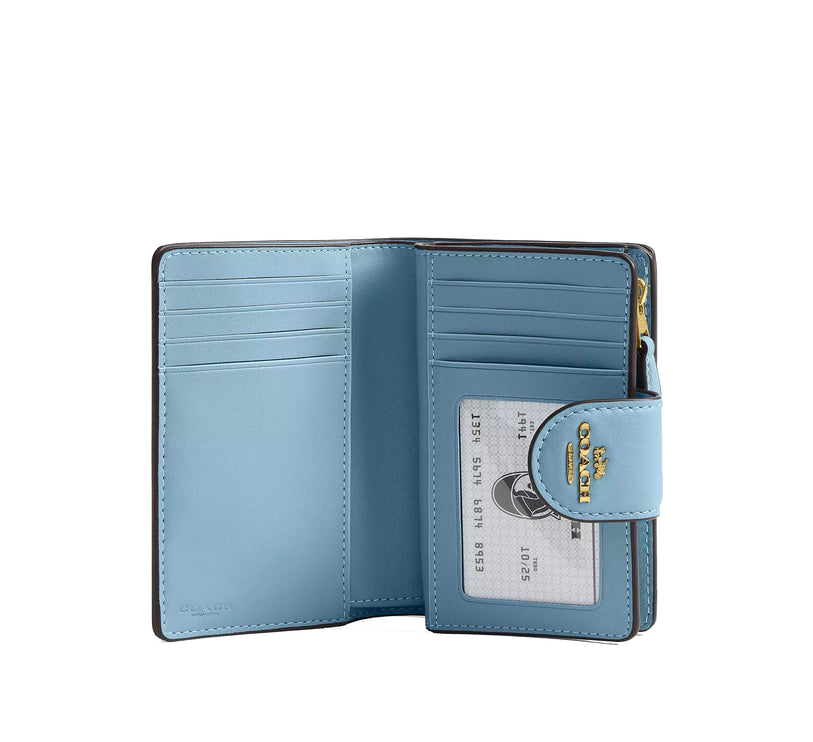 Coach Women's Medium Corner Zip Wallet In Signature Leather Gold/Azure