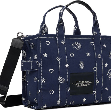 Marc Jacobs Women's The Bandana Canvas Medium Tote Bag Navy