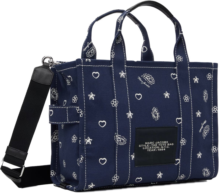 Marc Jacobs Women's The Bandana Canvas Medium Tote Bag Navy