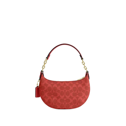Coach Women's Mini Payton Bag In Signature Canvas Gold/Crimson