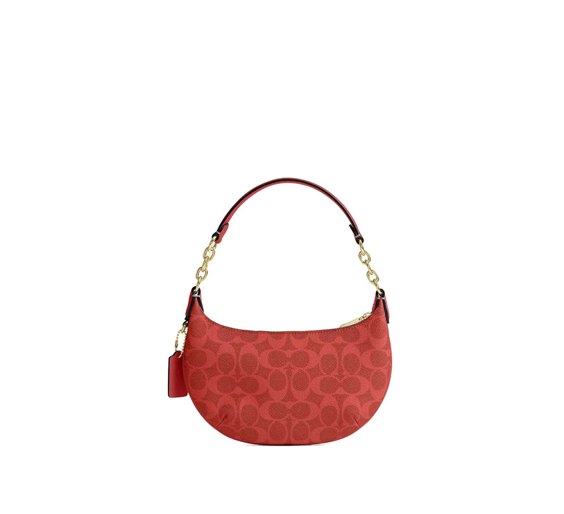 Coach Women's Mini Payton Bag In Signature Canvas Gold/Crimson