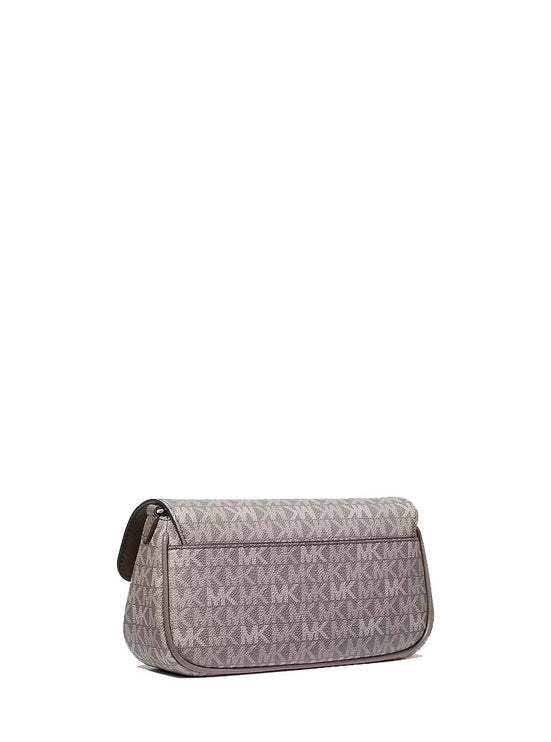 Michael Kors Women's Jet Set Travel Small Signature Logo Crossbody Bag With Pouch Mushroom/Silver