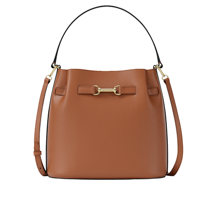 Michael Kors Women's Carson Medium Pebbled Leather Convertible Bucket Crossbody Bag Luggage/Gold