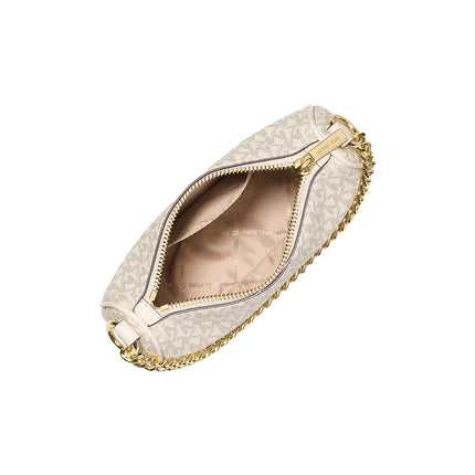 Michael Kors Women's Carmela Small Signature Logo Convertible Crossbody Bag Light Cream Multi/Gold
