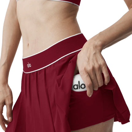 alo Women's Low-Rise Amp It Up Tennis Skirt Summer Romance Red