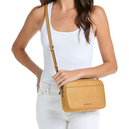 Michael Kors Women's Jet Set Large Pebbled Leather Camera Crossbody Bag Honeywheat/Gold