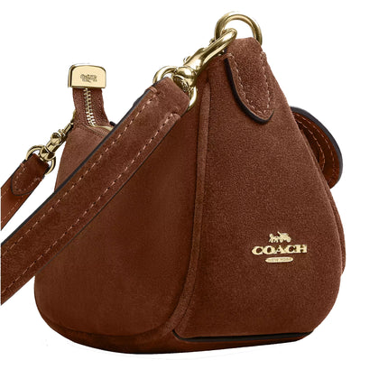 Coach Women's Ashton Mini Shoulder Bag Suede/Gold/Warm Brown
