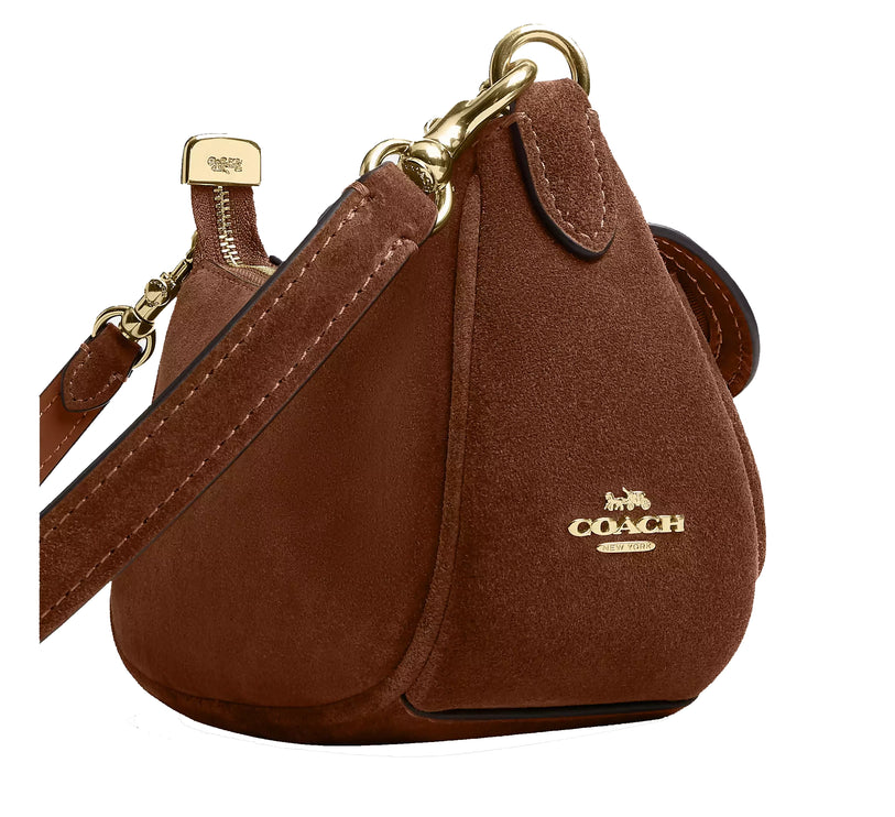 Coach Women's Ashton Mini Shoulder Bag Suede/Gold/Warm Brown