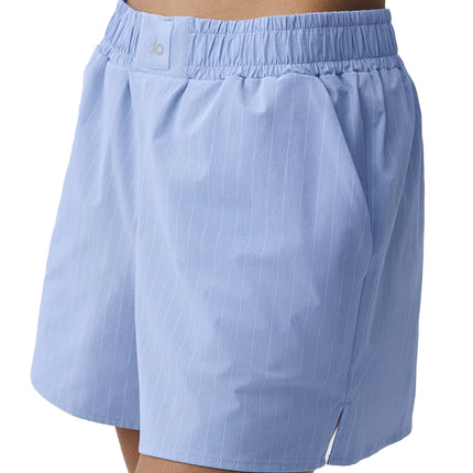 alo Women's Pinstripe Daylight Boxer Short Light Provence Blue/White
