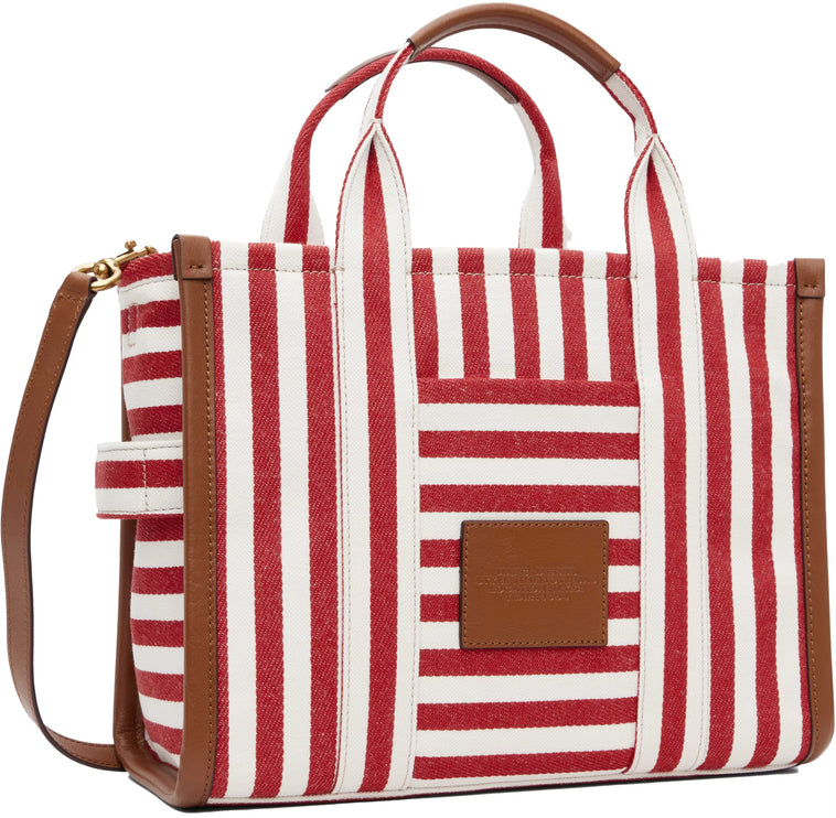 Marc Jacobs Women's The Stripe Canvas Medium Tote Bag True Red Multi