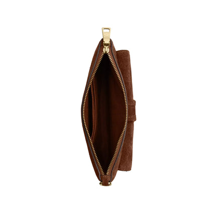 Coach Women's Ashton Wristlet Suede/Gold/Warm Brown