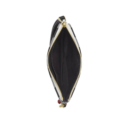 Coach Women's Corner Zip Wristlet With Gingham Print And Charm Gold/Black Multi