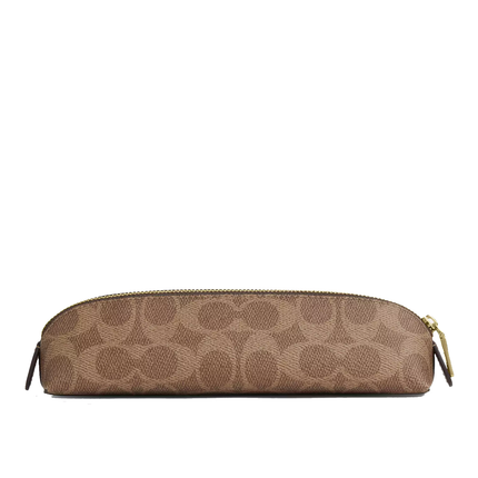 Coach Unisex Pencil Case In Signature Canvas Gold/Tan/Brown