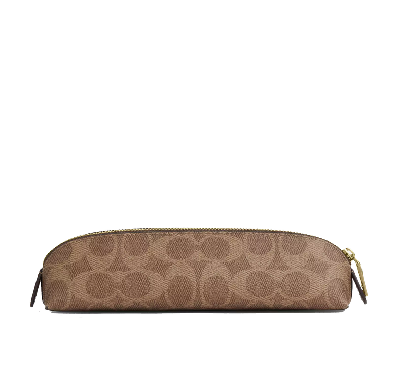 Coach Unisex Pencil Case In Signature Canvas Gold/Tan/Brown