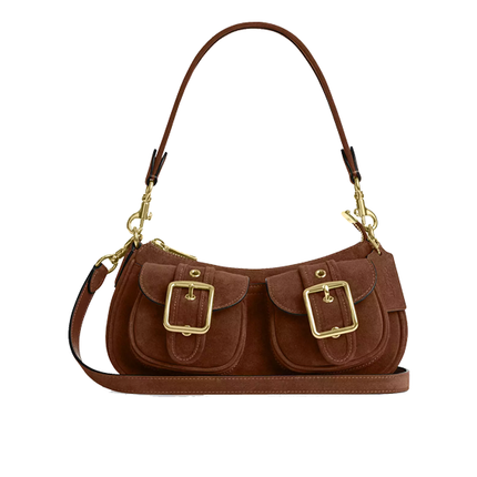 Coach Women's Ashton Shoulder Bag Suede/Gold/Warm Brown