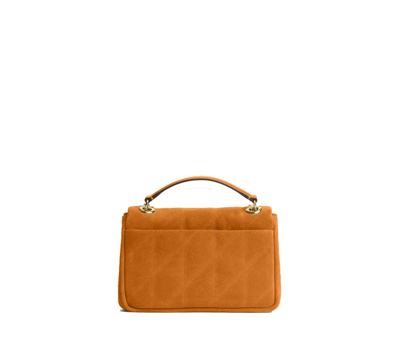 Coach Women's Elodie Crossbody Bag 18 With Quilting  Suede/Gold/Marigold