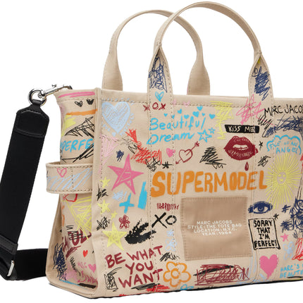 Marc Jacobs Women's The Punk Scribble Canvas Medium Tote Bag Beige