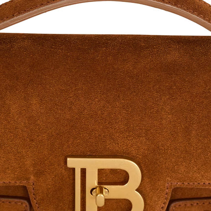 Balmain Women's Suede B-Buzz Shoulder 24 Bag Brown