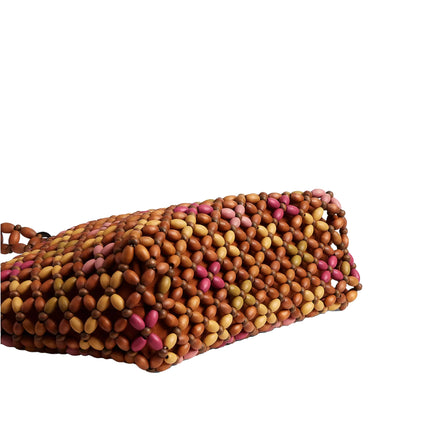 Coach Women's Brooklyn Shoulder Bag 28 With Wooden Beading Brass/Maple Multi
