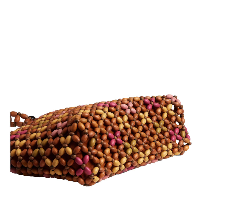 Coach Women's Brooklyn Shoulder Bag 28 With Wooden Beading Brass/Maple Multi