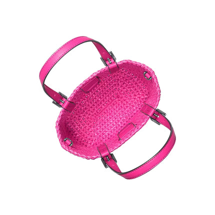 Michael Kors Women's Quinn Extra-Small Hand-Crocheted Crossbody Bag Raspberry/Silver