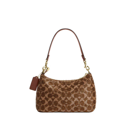 Coach Women's Teri Shoulder Bag In Signature Satin Gold/Tan