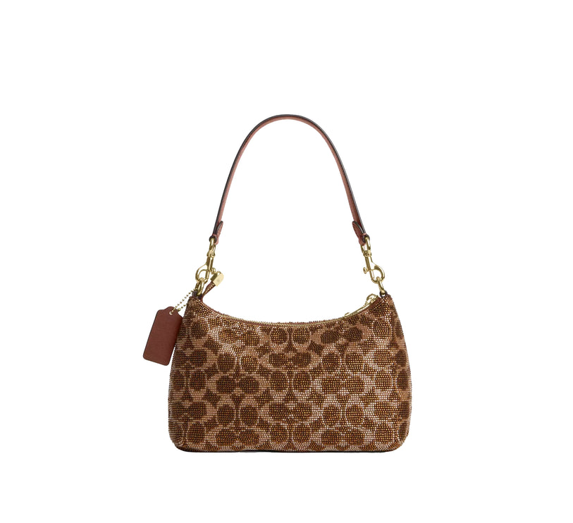 Coach Women's Teri Shoulder Bag In Signature Satin Gold/Tan
