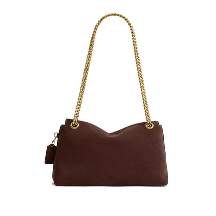 Coach Women's Chelsea Shoulder Bag 30 With Chain Suede/Brass/Dark Chocolate